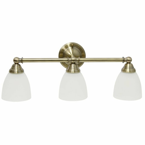 Lalia Home Three Light Metal, Translucent Glass Shade Vanity Wall Mounted Fixture, Antique Brass LHV-1005-AB